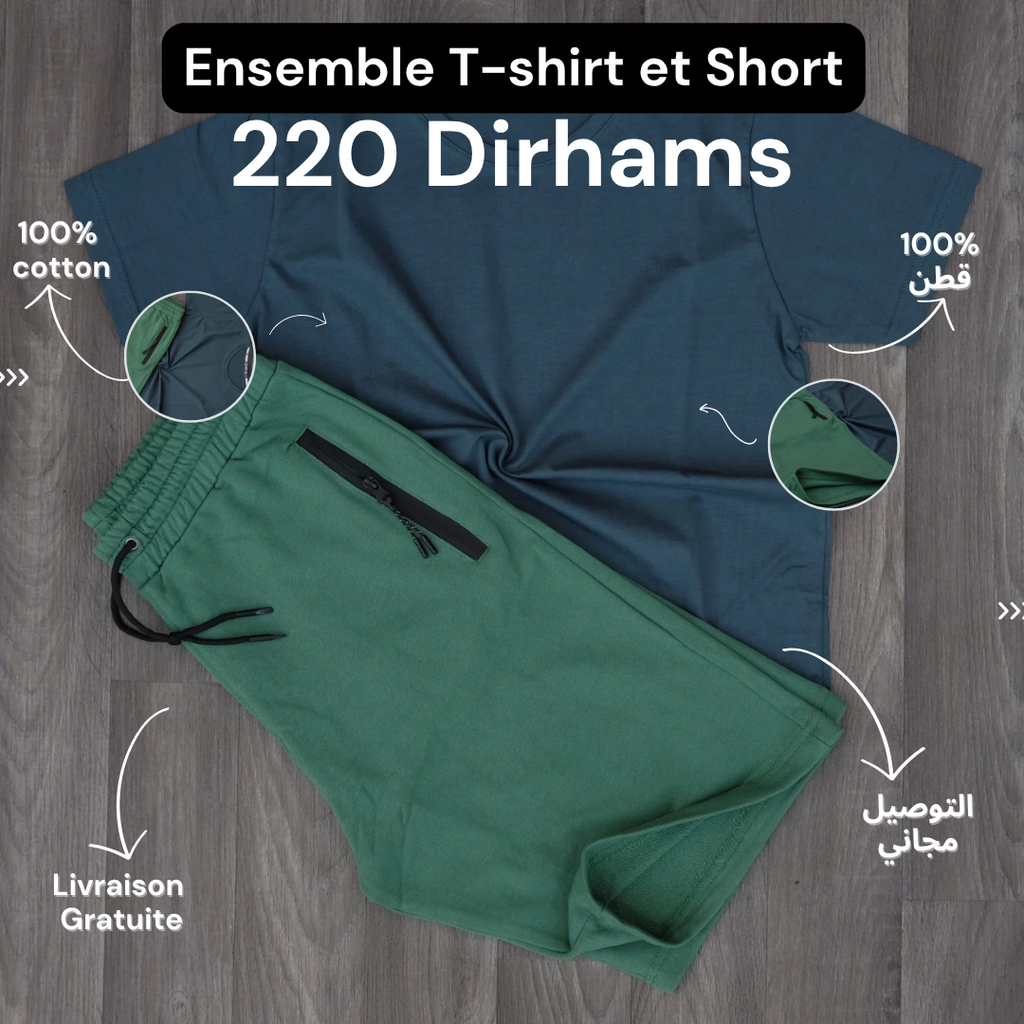 Ensemble T-Shirt Vert Olive et Short Vert