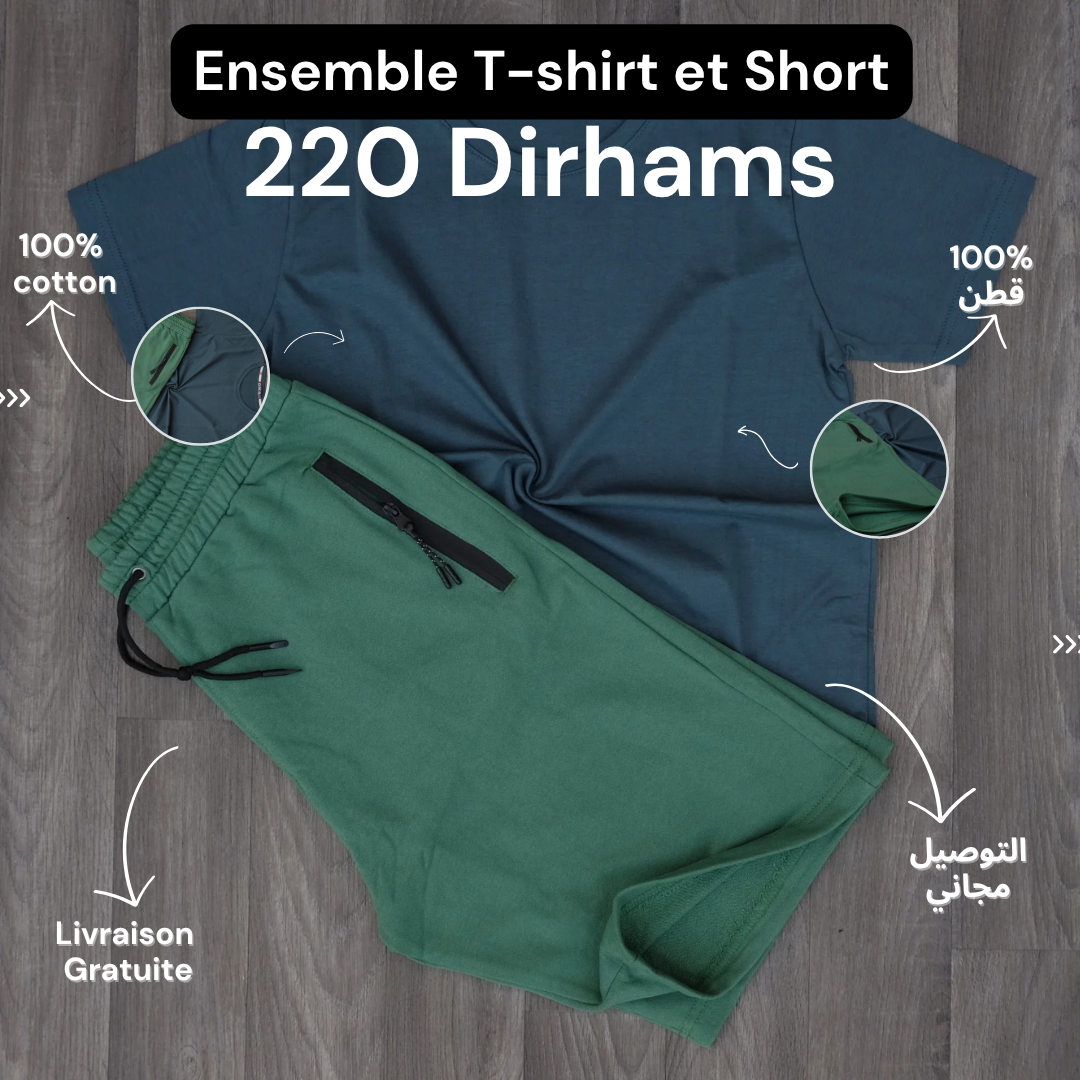 Ensemble T-Shirt Vert Olive et Short Vert