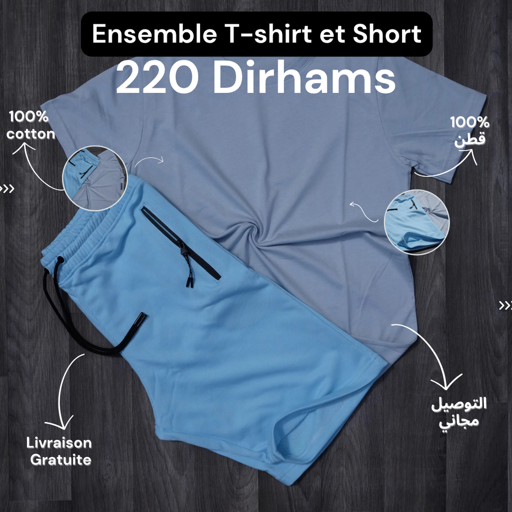 Ensemble T-Shirt Ciel et Short Bleu Ciel