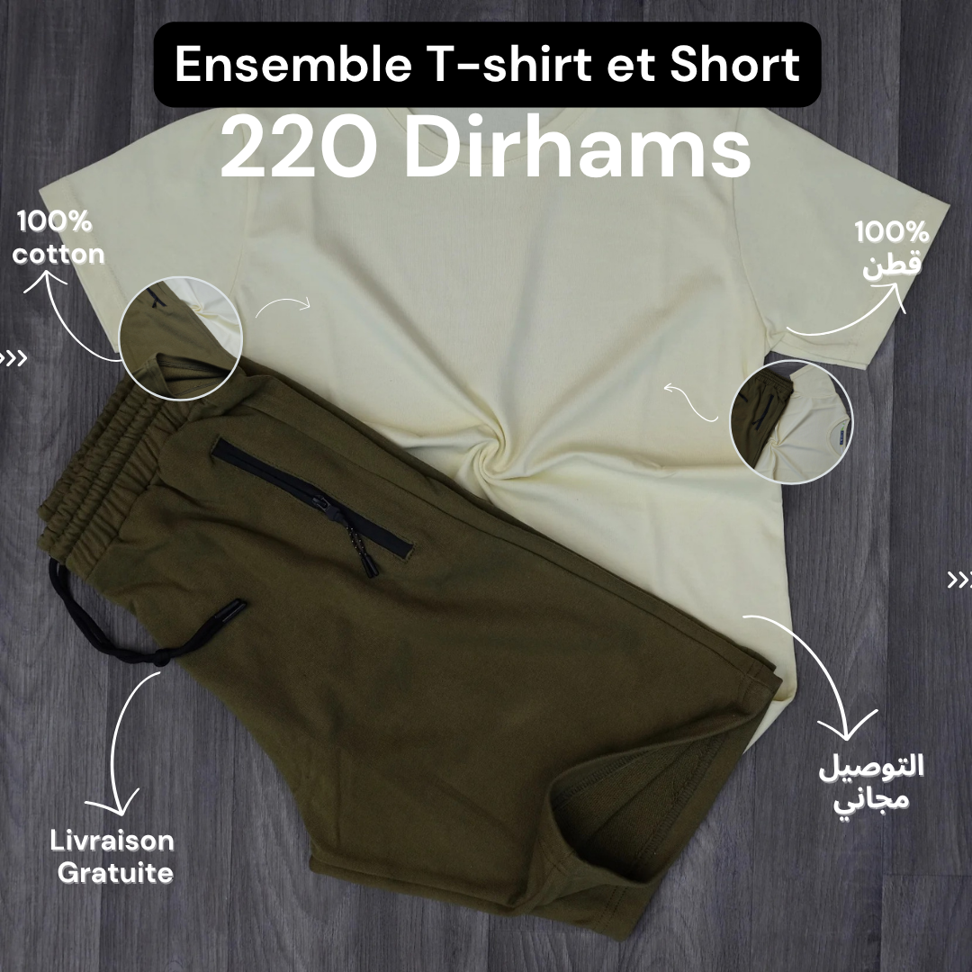 Ensemble T-Shirt Jaune et Short Kaki