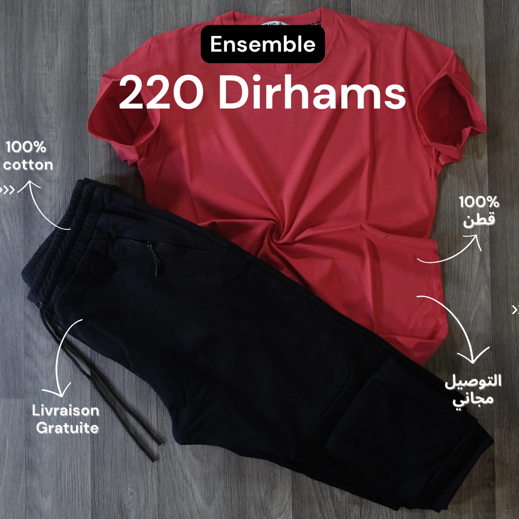 Ensemble T-shirt Rouge et Jogging Noir