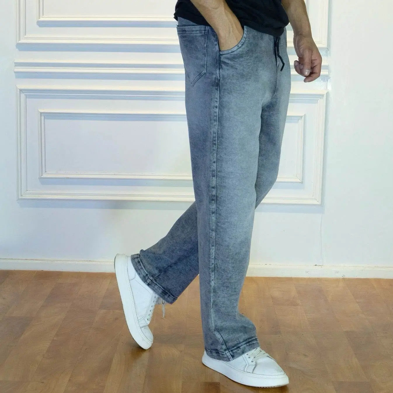 Pantalon Jean Baggy Délavé Gris