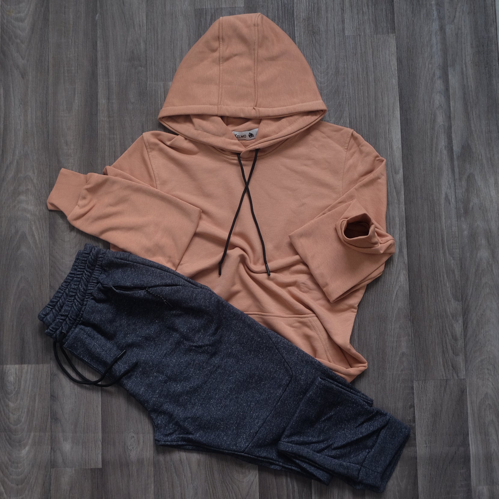 Ensemble Jogging Chiné et Capuche Beige Rosé