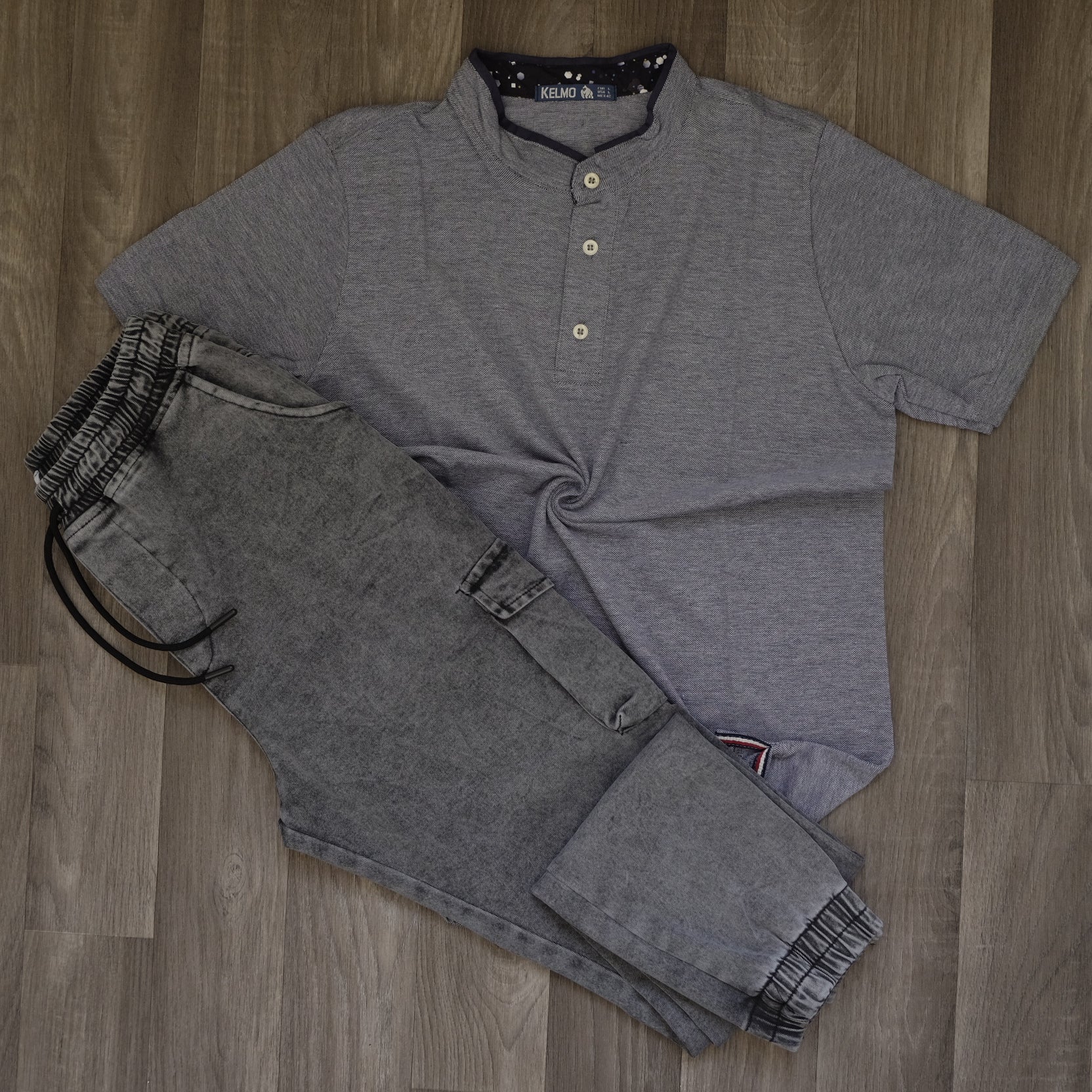 Ensemble Polo Gris Clair et Jean Gris Délavé