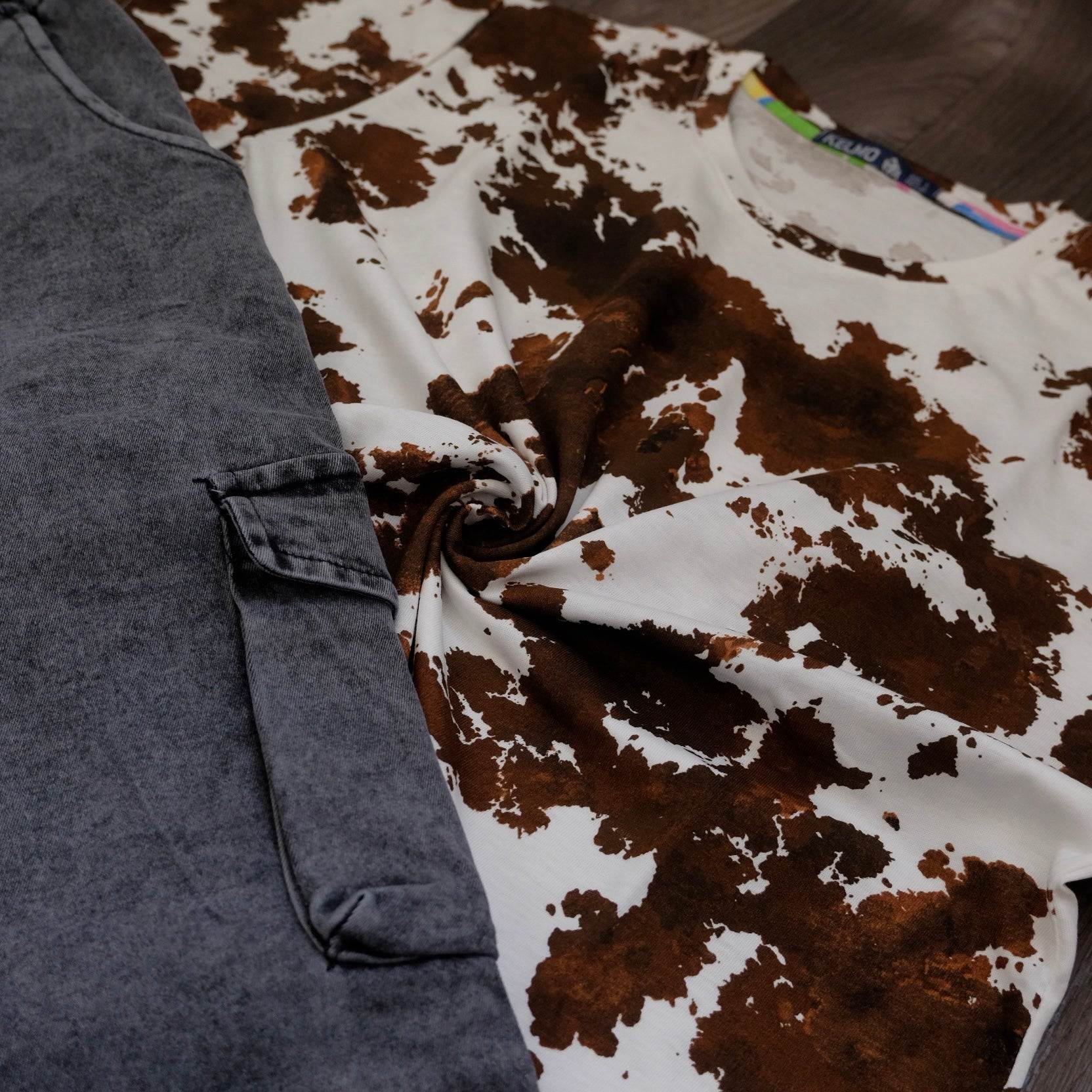 Ensemble T-shirt Cloud et Jean Gris Délavé