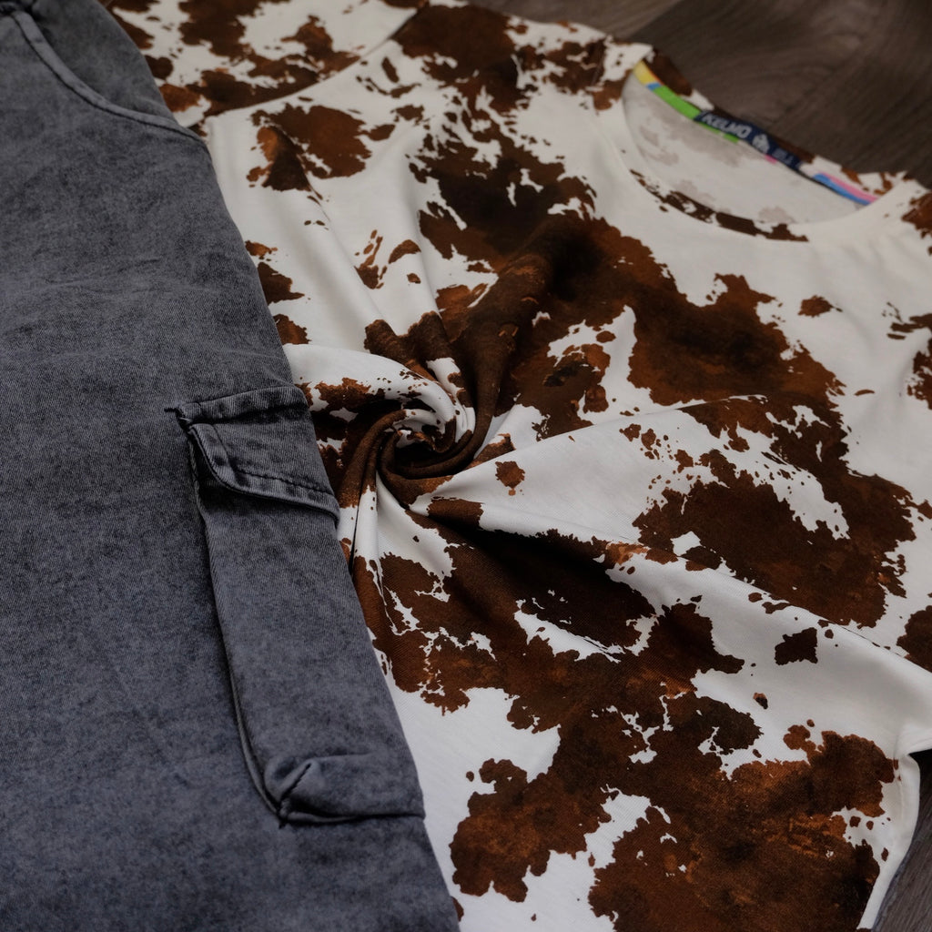 Ensemble T-shirt Cloud et Jean Gris Délavé