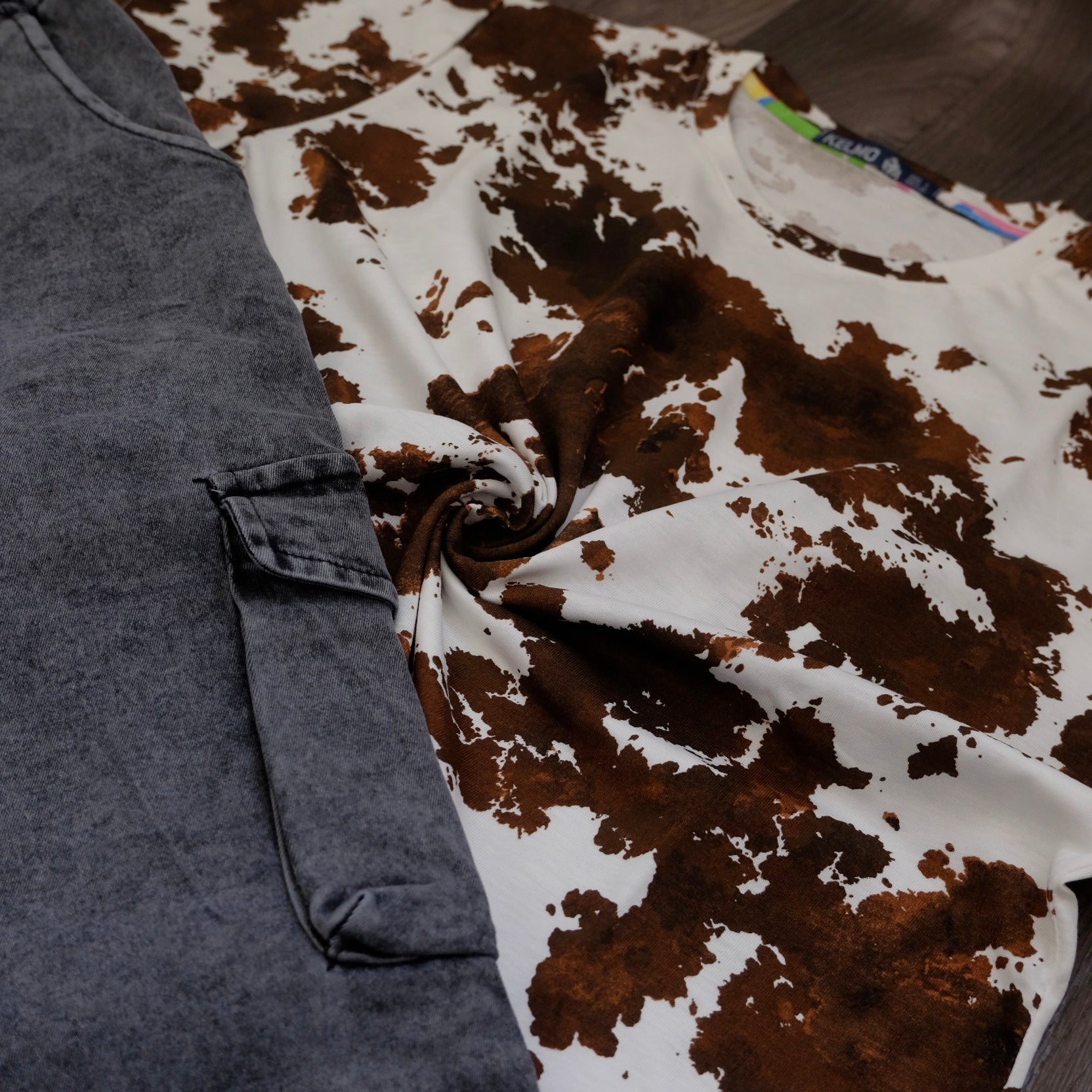 Ensemble T-shirt Cloud et Jean Gris Délavé