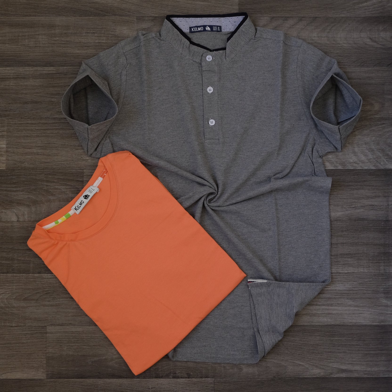 Pack Polo Gris Chiné et T-shirt Orange/Saumon