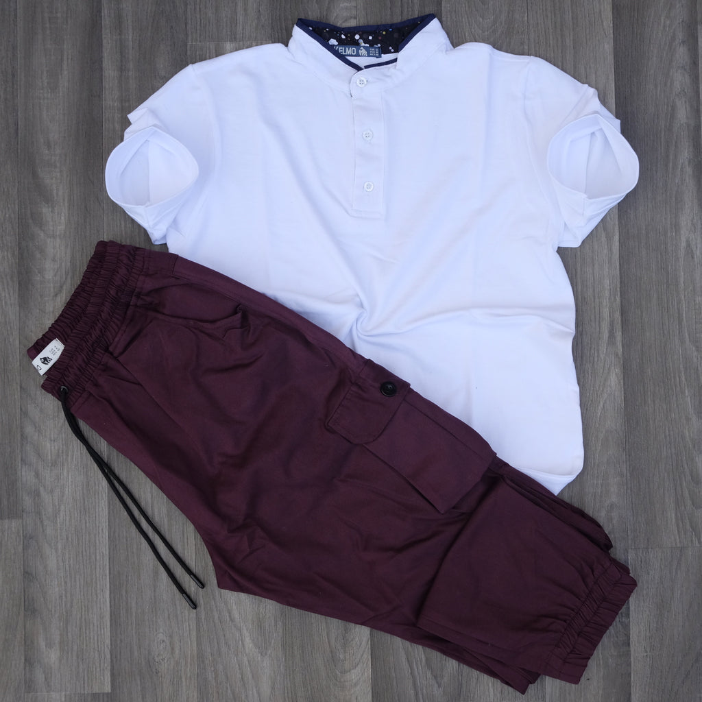 Ensemble Polo Blanc et Cargo Grenat