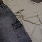 Ensemble Cargo Jeans Délavé Gris Straight + Sweat Beige