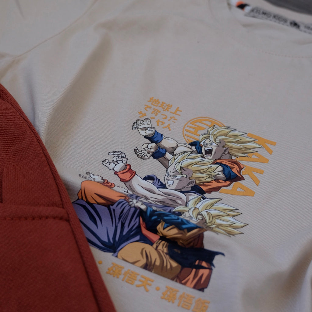 Ensemble Enfant T-shirt Beige Imprimé et Short Jogging Terracotta