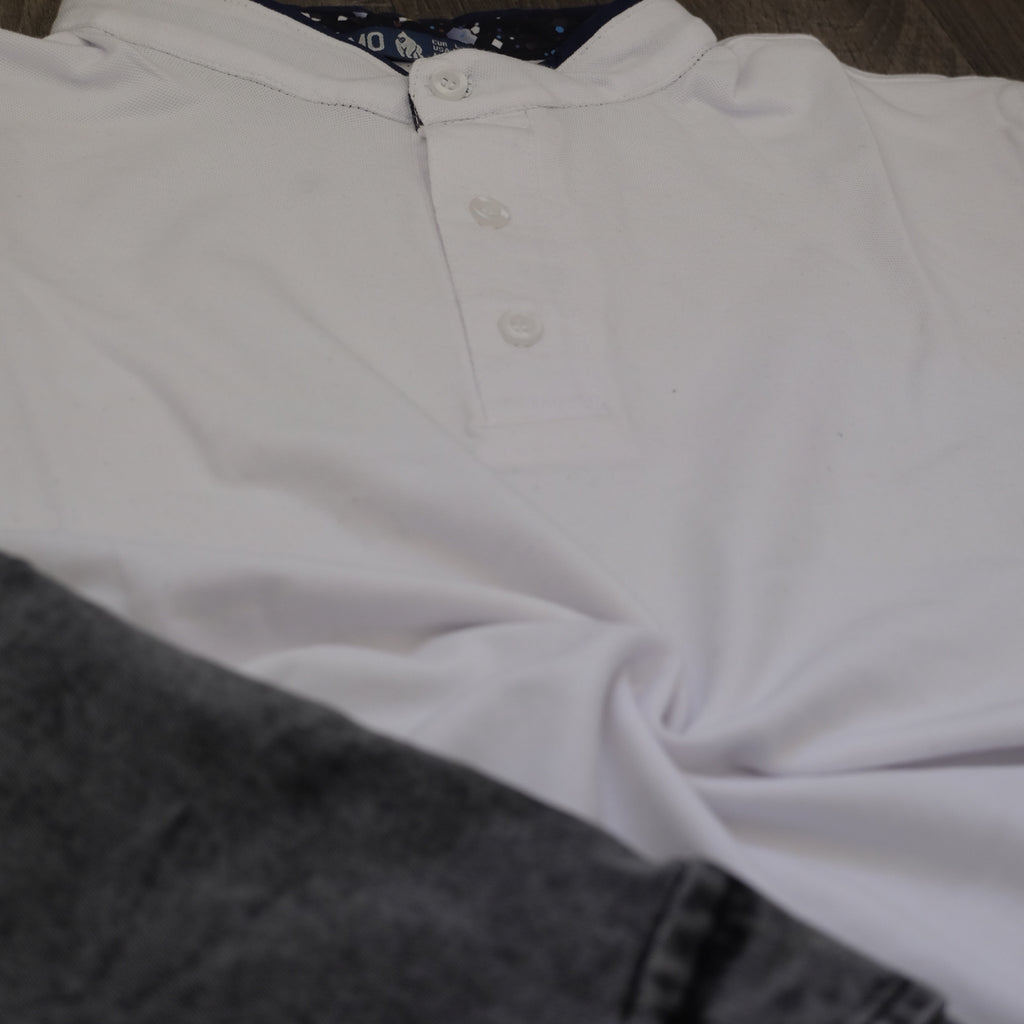 Ensemble Polo Blanc et Jean Gris Délavé