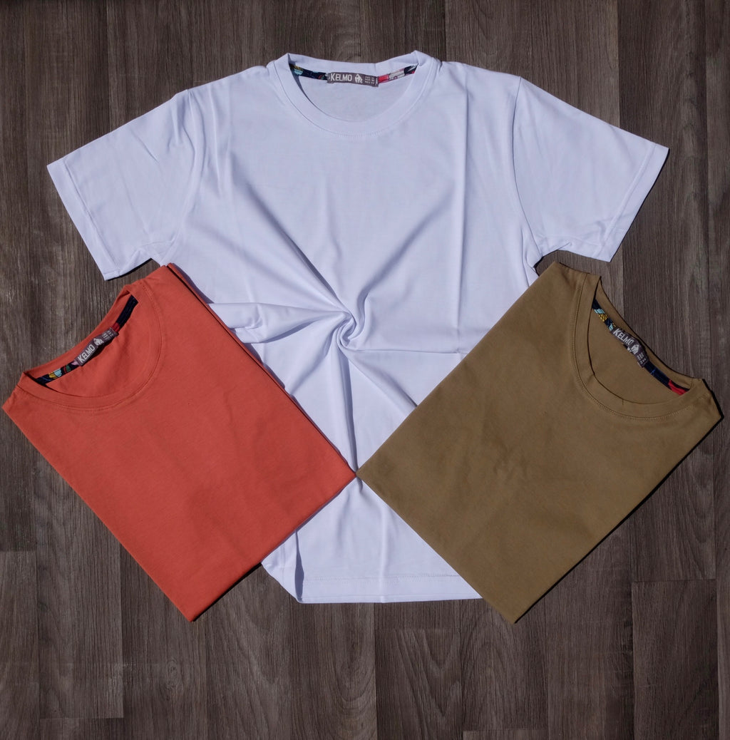 Pack 3 T-Shirt Orange, Blanc et Marron clair