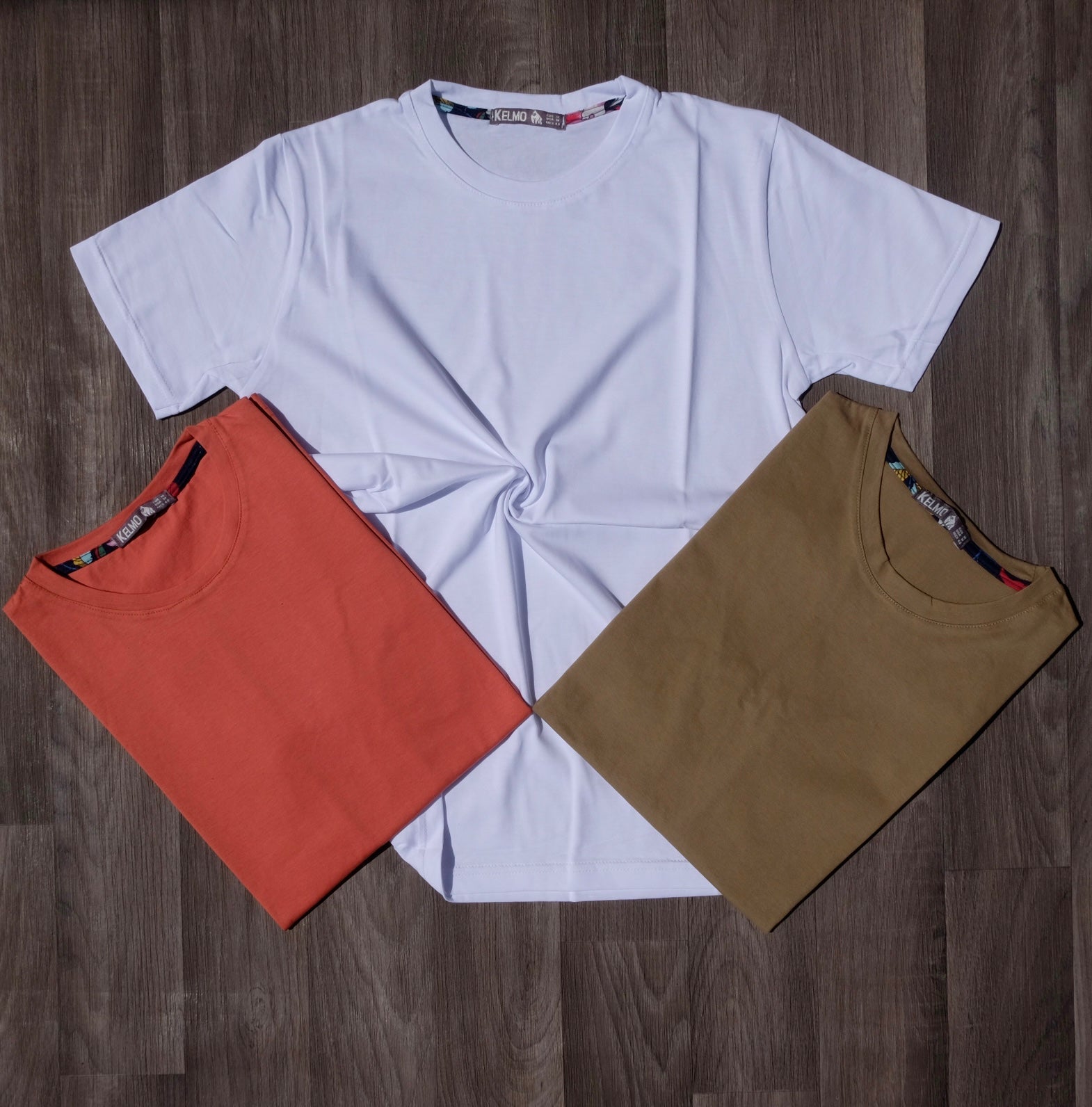 Pack 3 T-Shirt Orange, Blanc et Marron clair