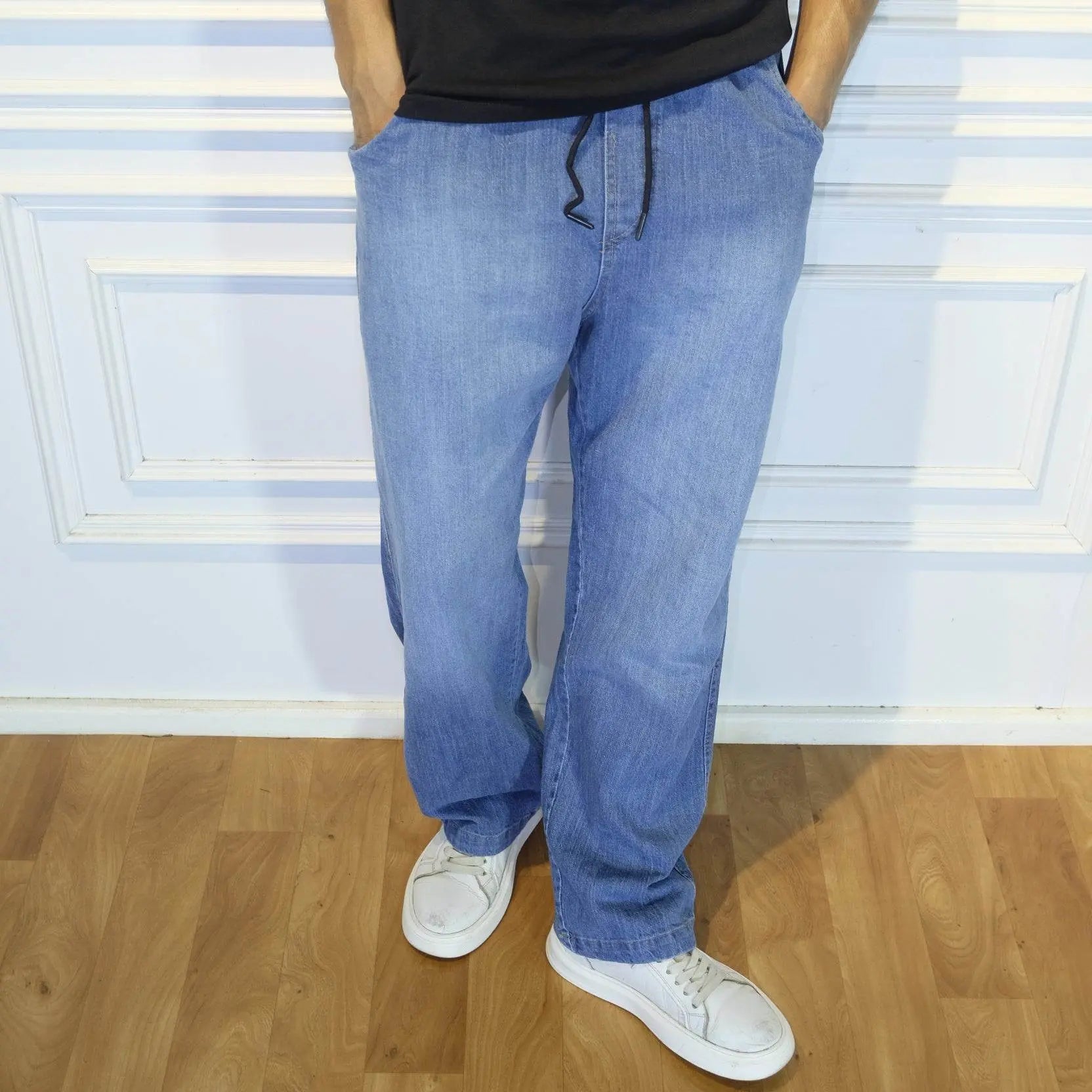 Pantalon Jean Baggy Délavé Bleu