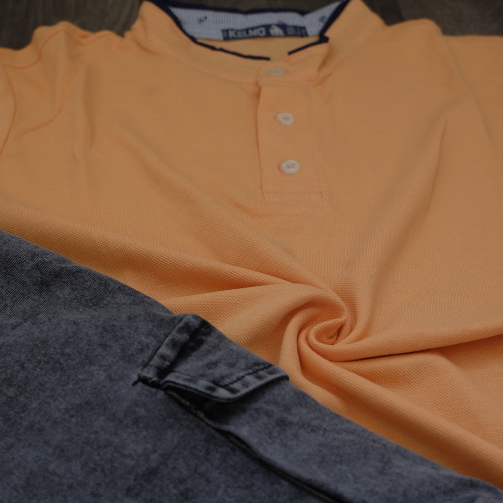 Ensemble Polo Orange Clair et Jean Gris Délavé