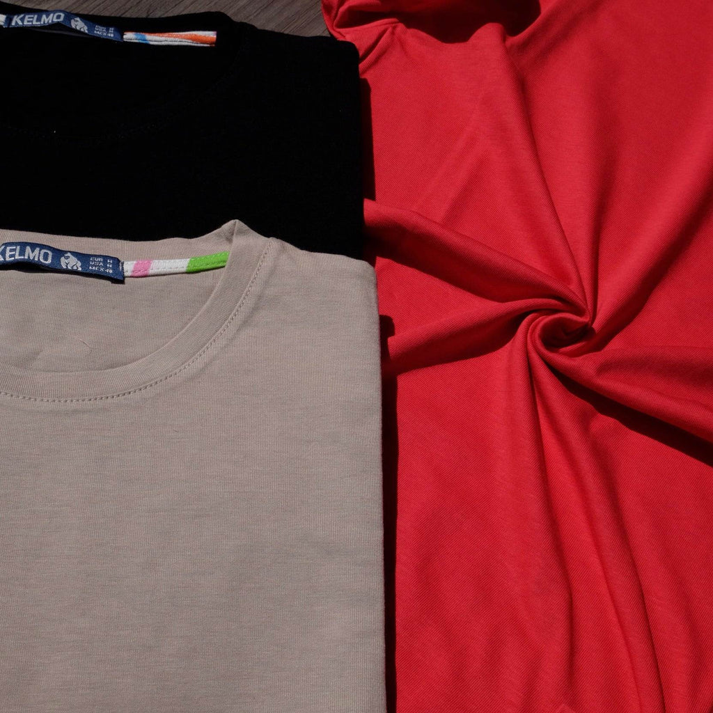 Pack 3 T-Shirts Beige, Noir et Rouge