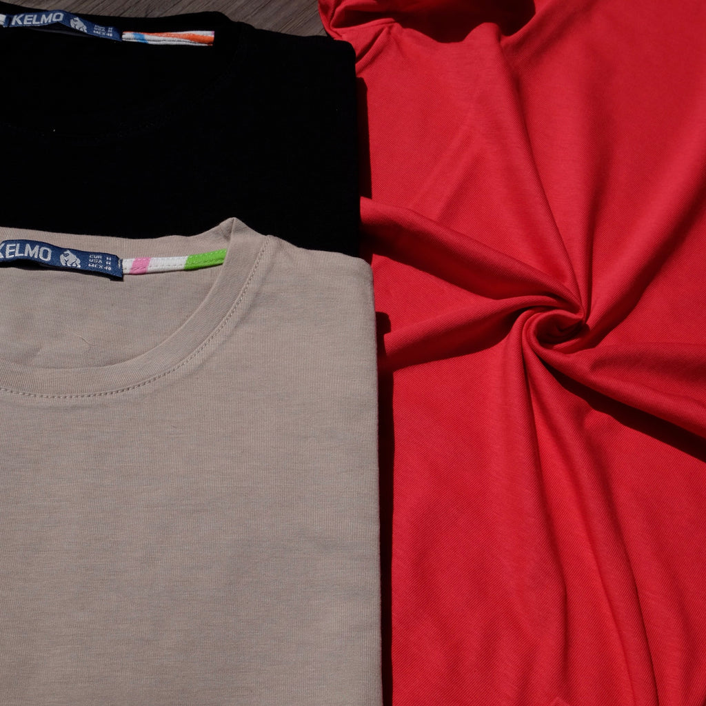 Pack 3 T-Shirts Beige, Noir et Orange Vif