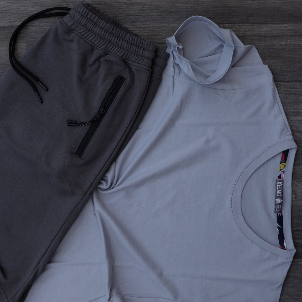 Ensemble T-Shirt Gris Clair et Short Gris Foncé