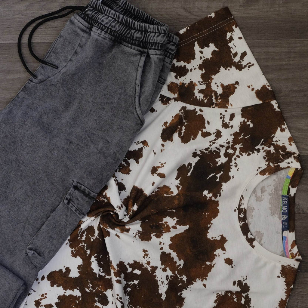 Ensemble T-shirt Cloud et Jean Gris Délavé