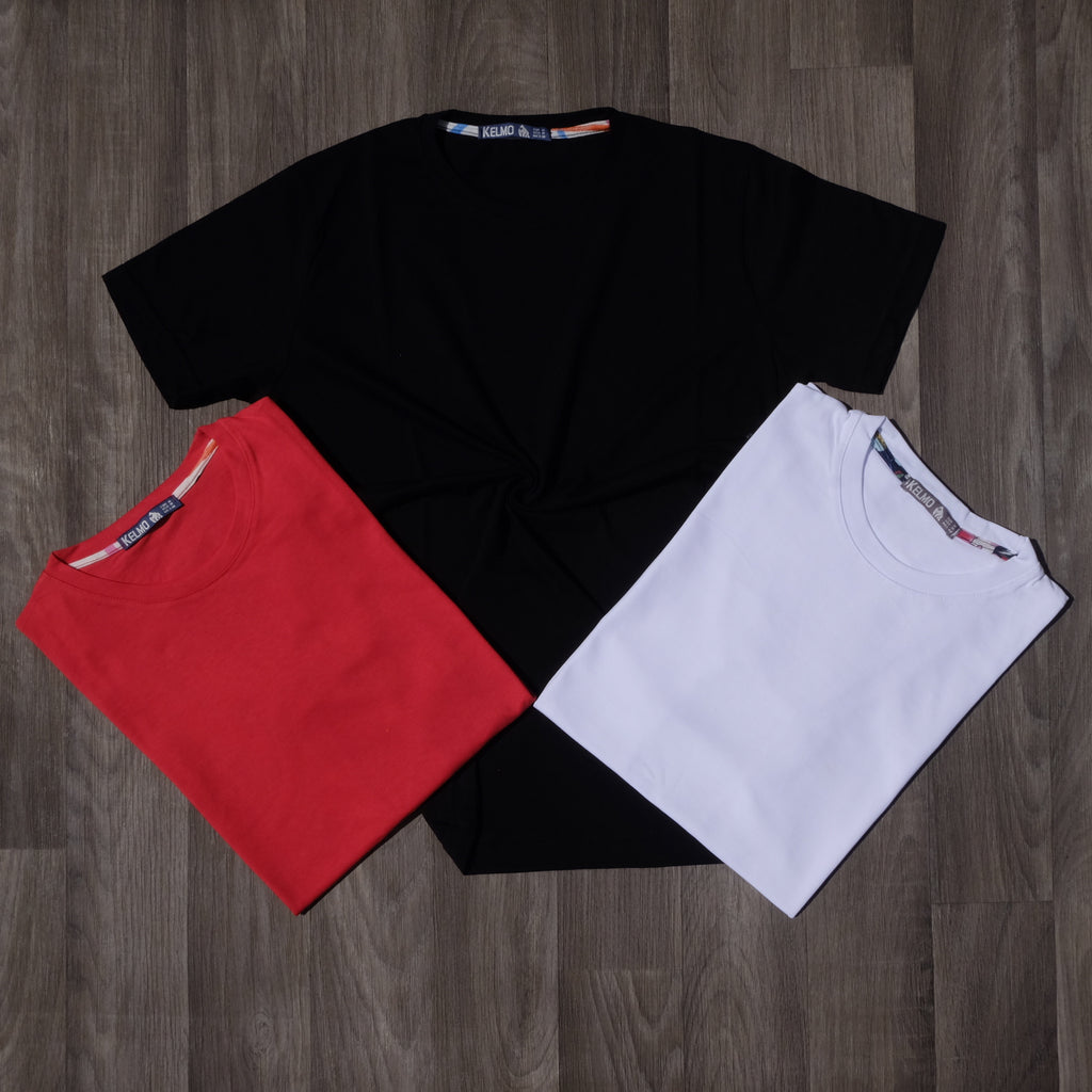 Pack 3 T-Shirts Rouge, Blanc et Noir