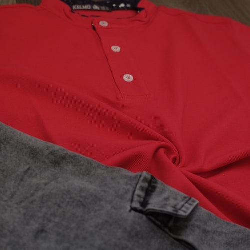Ensemble Polo Rouge et Jean Gris Délavé