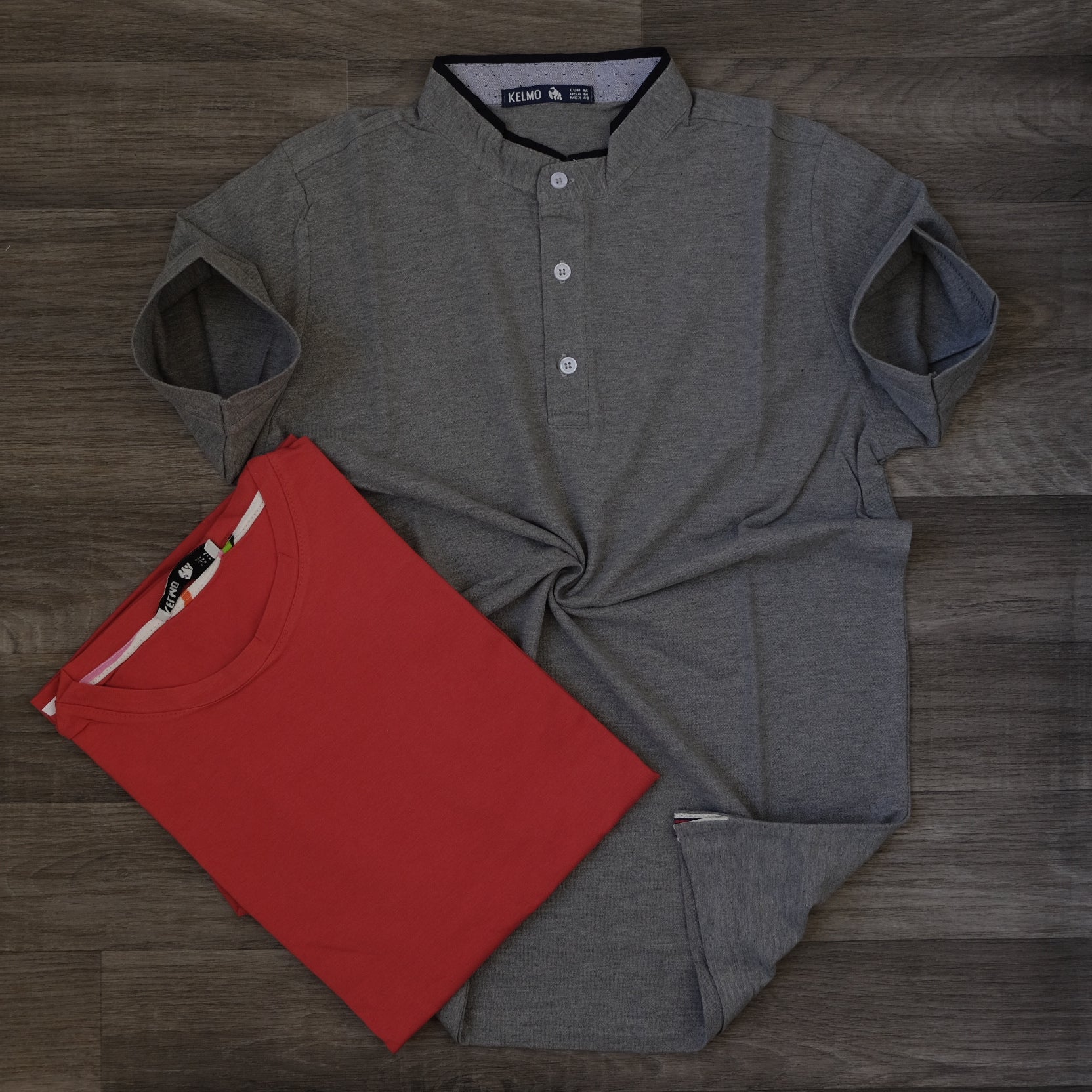 Pack Polo Gris Chiné et T-shirt Rouge