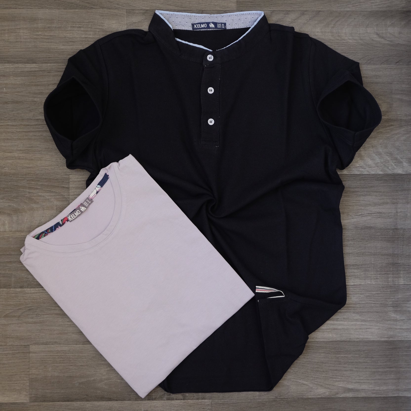 Pack Polo Noir et T-shirt Mauve/Rose Pâle