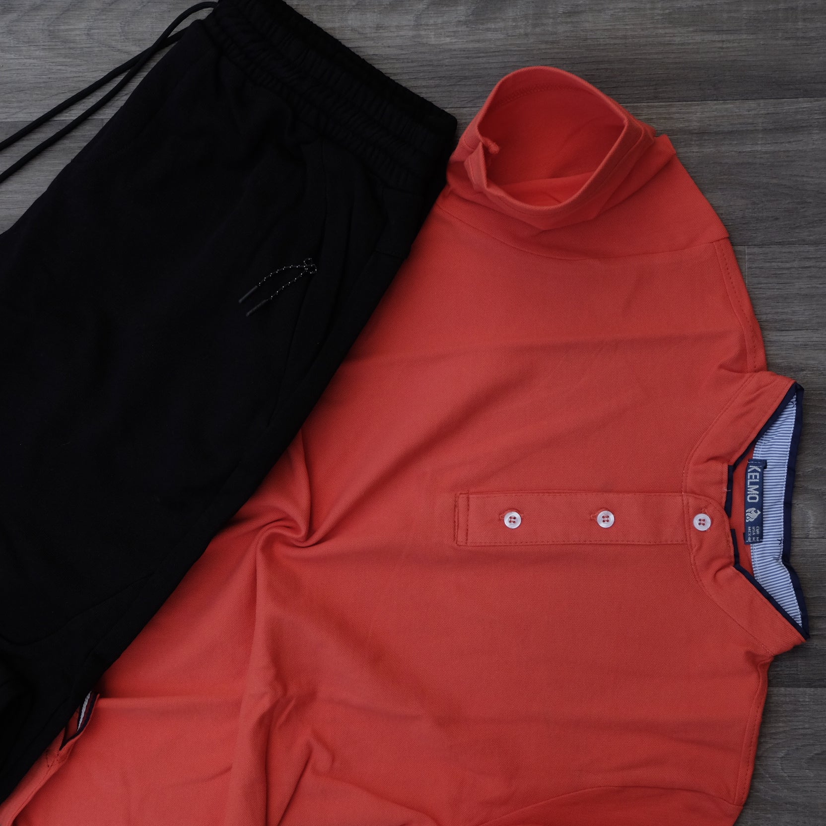 Ensemble Polo Orange et Jogging Noir
