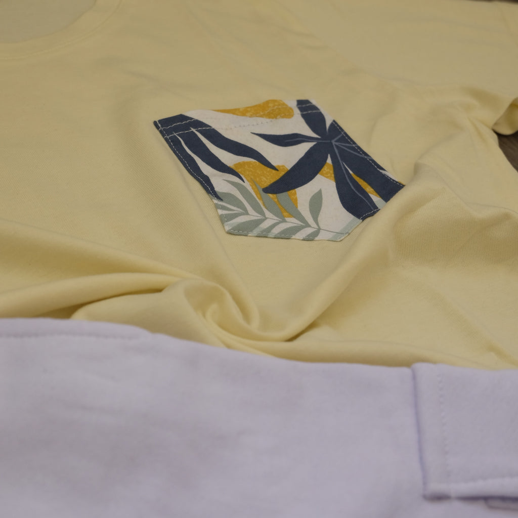 Ensemble T-shirt Jaune Hawaï et Jogging Cargo Blanc