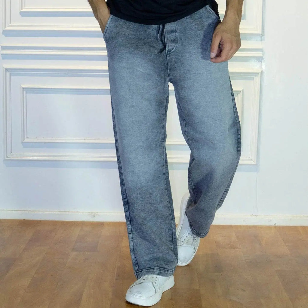 Pantalon Jean Baggy Délavé Gris