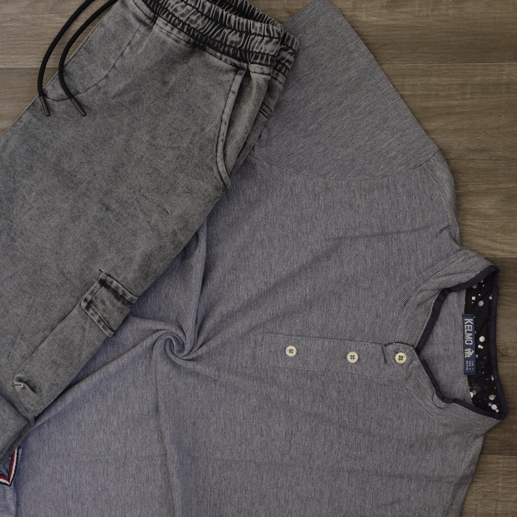 Ensemble Polo Gris Clair et Jean Gris Délavé