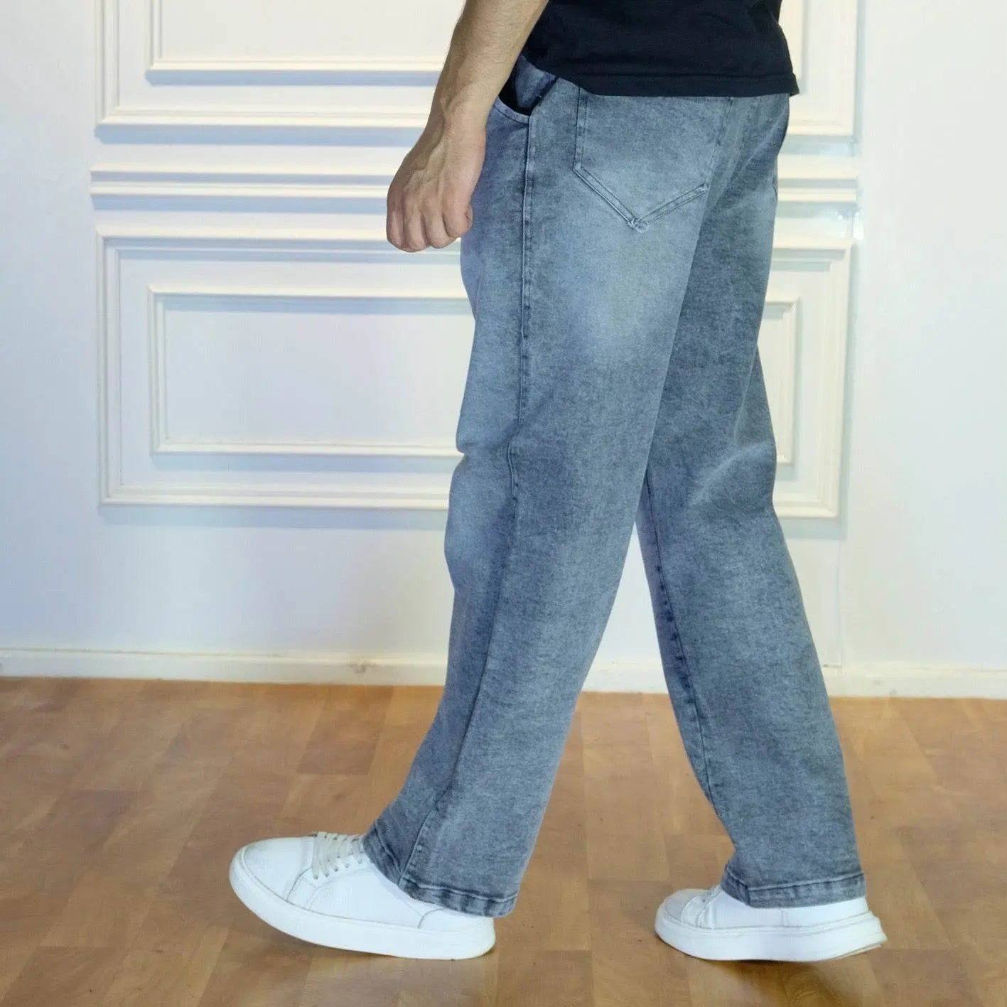 Pantalon Jean Baggy Délavé Gris