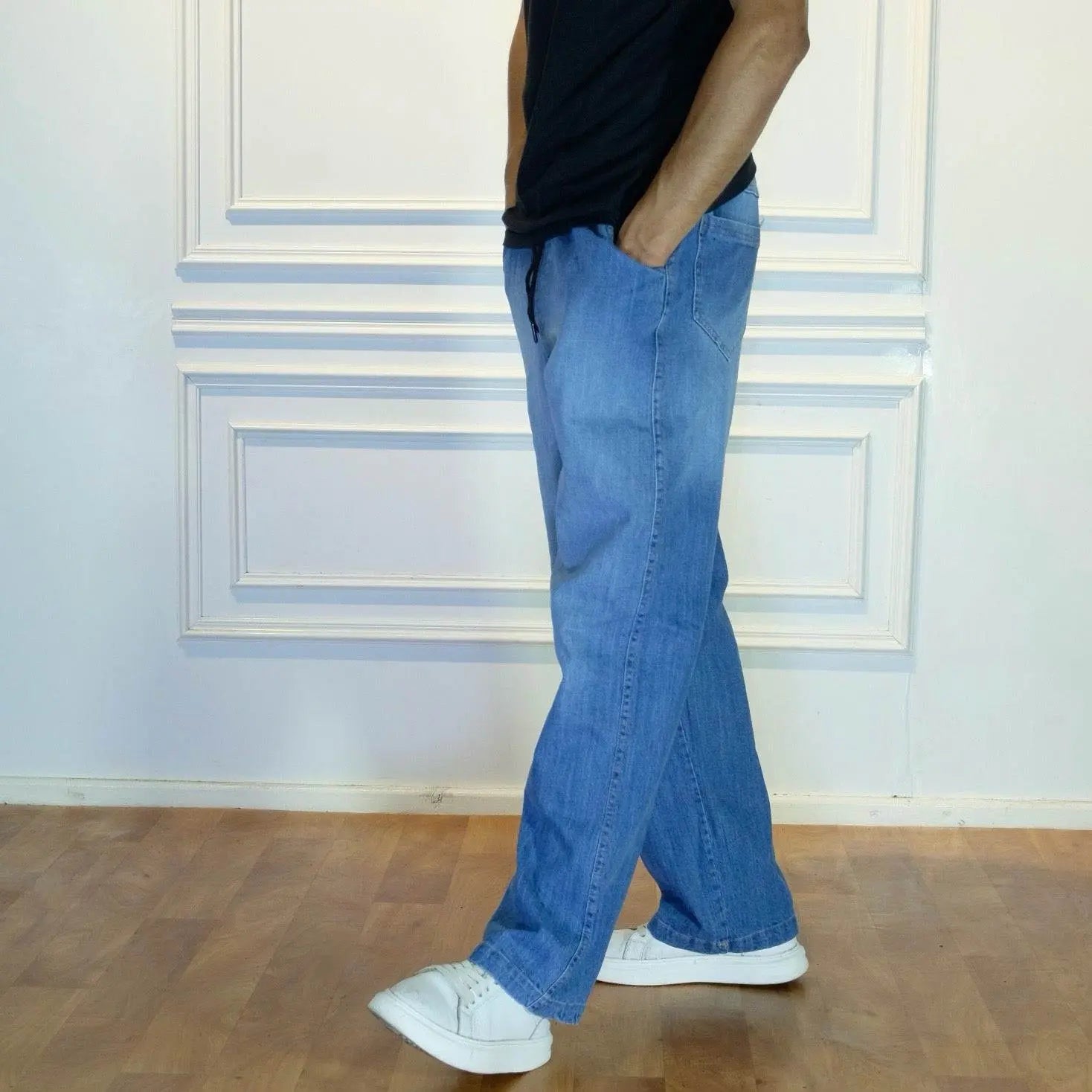 Pantalon Jean Baggy Délavé Bleu