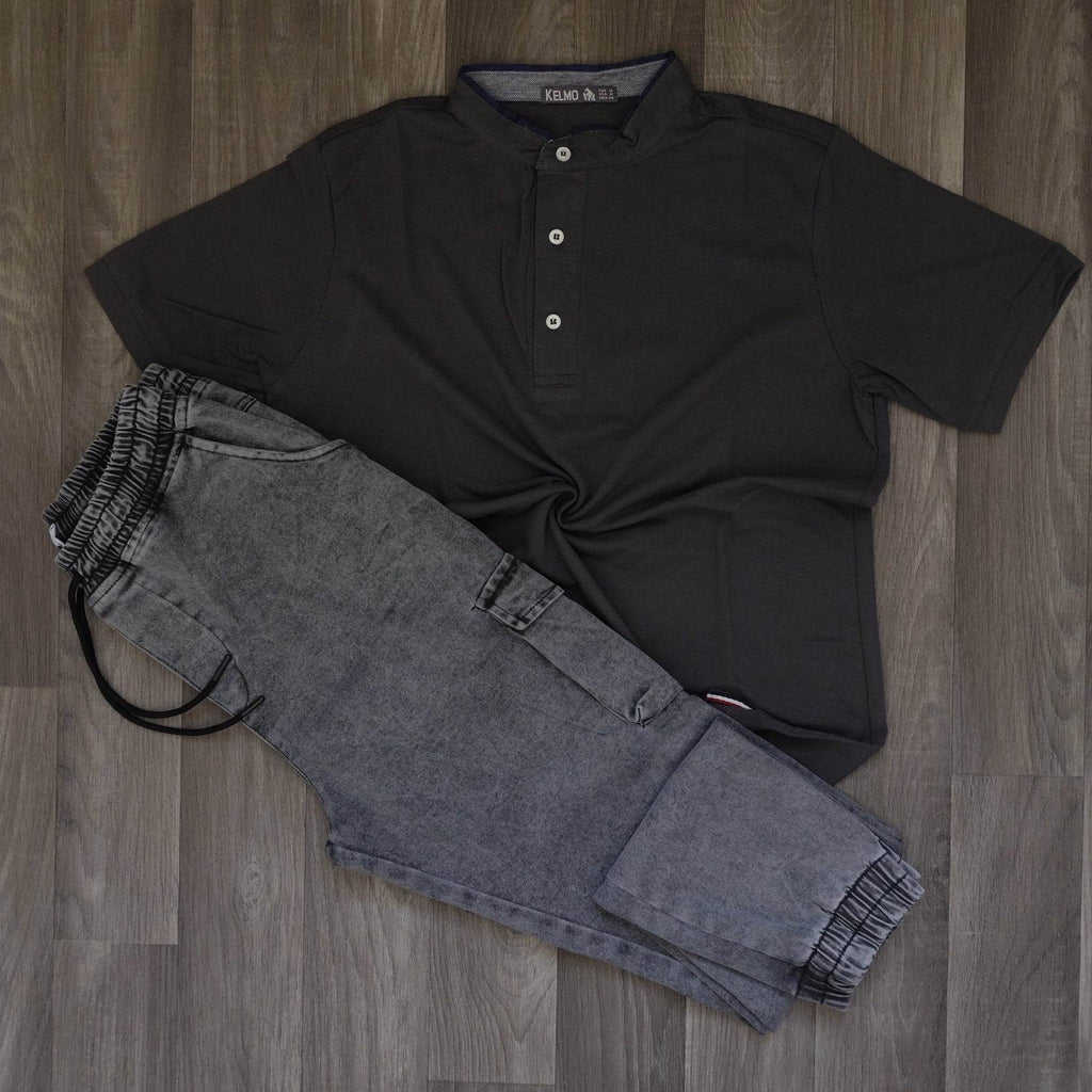 Ensemble Polo Gris Foncé et Jean Gris Délavé