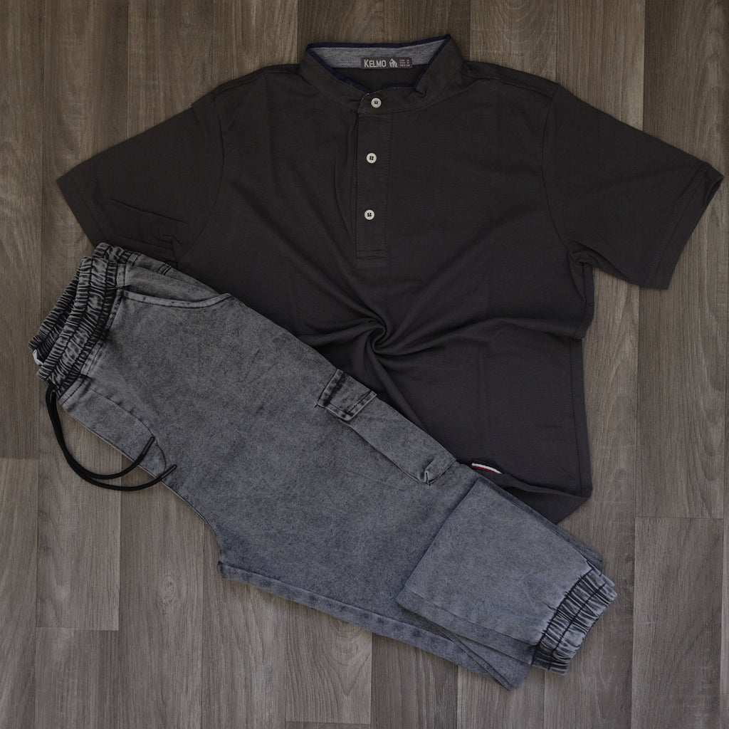 Ensemble Polo Gris Foncé et Jean Gris Délavé