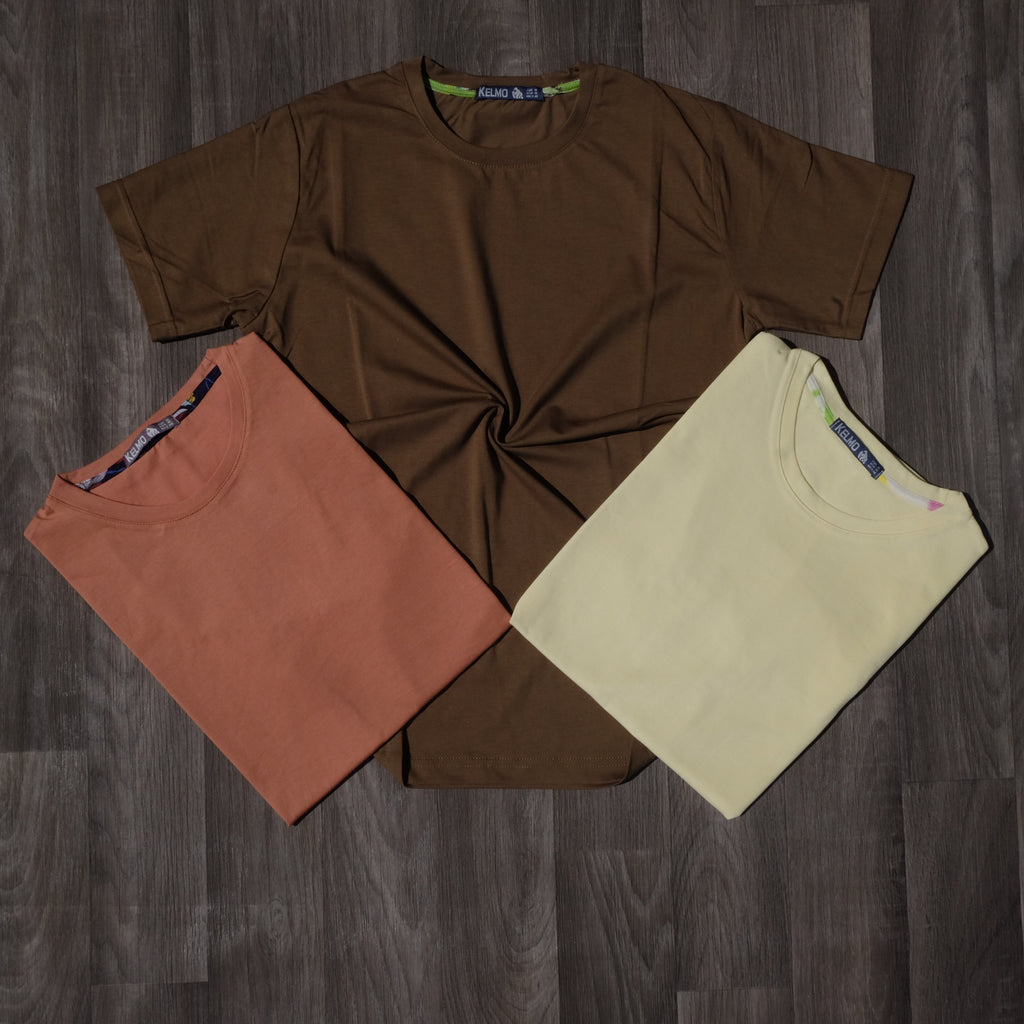 Pack 3 T-Shirts Orange Vif, Marron et Jaune