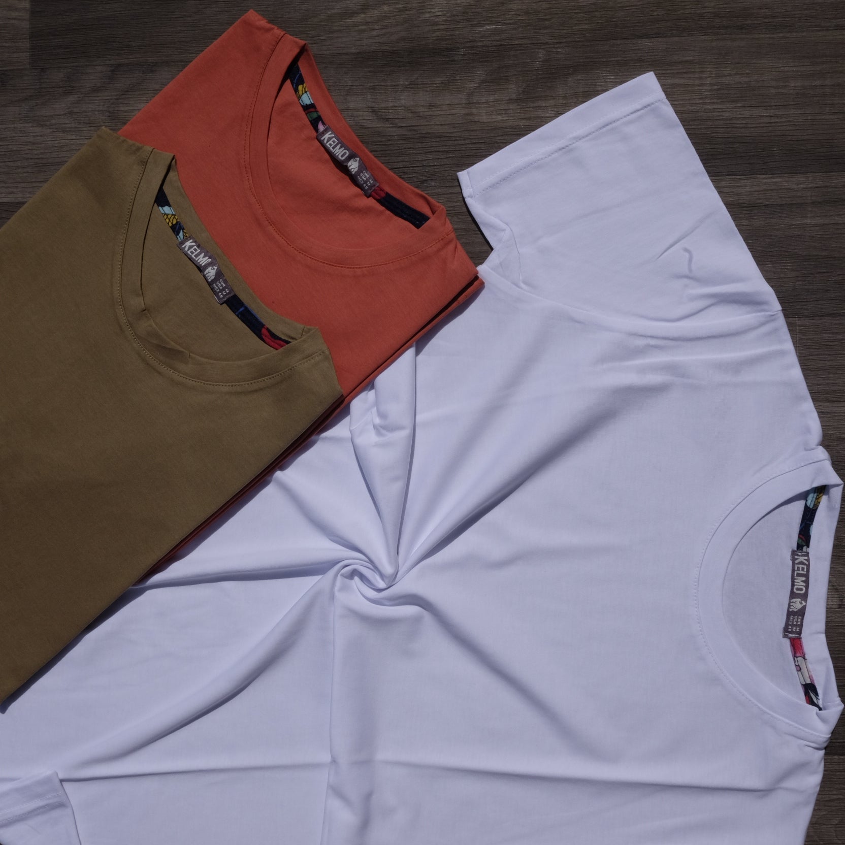 Pack 3 T-Shirt Orange, Blanc et Marron clair