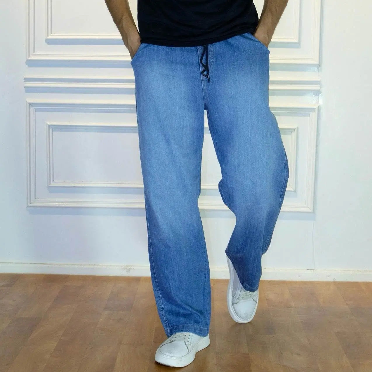 Pantalon Jean Baggy Délavé Bleu