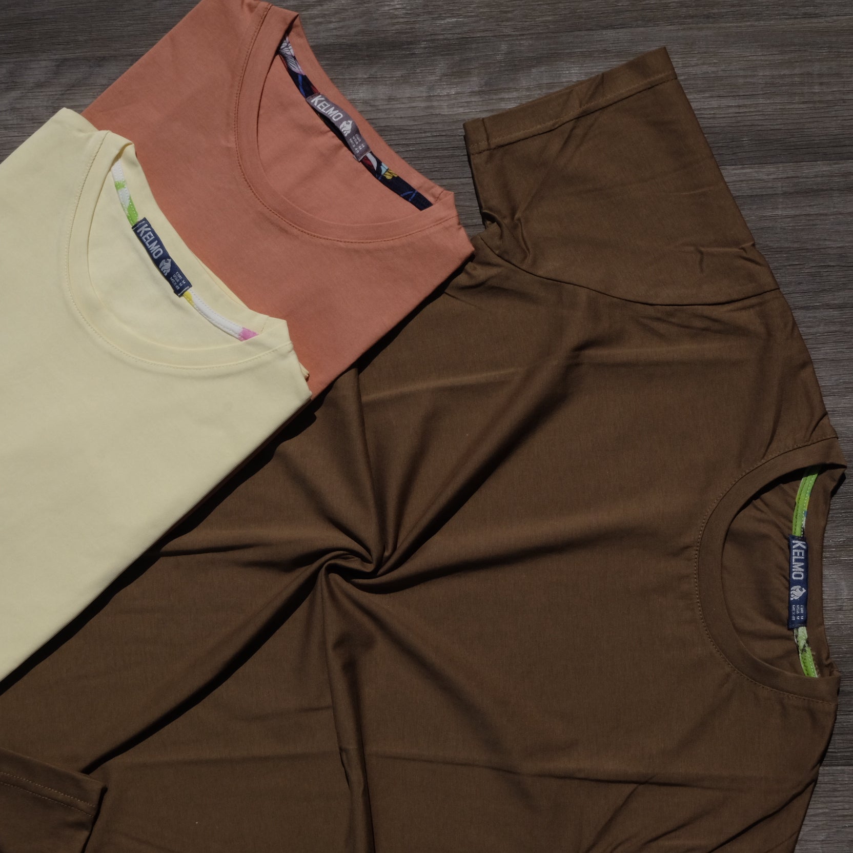 Pack 3 T-Shirts Orange Vif, Marron et Jaune