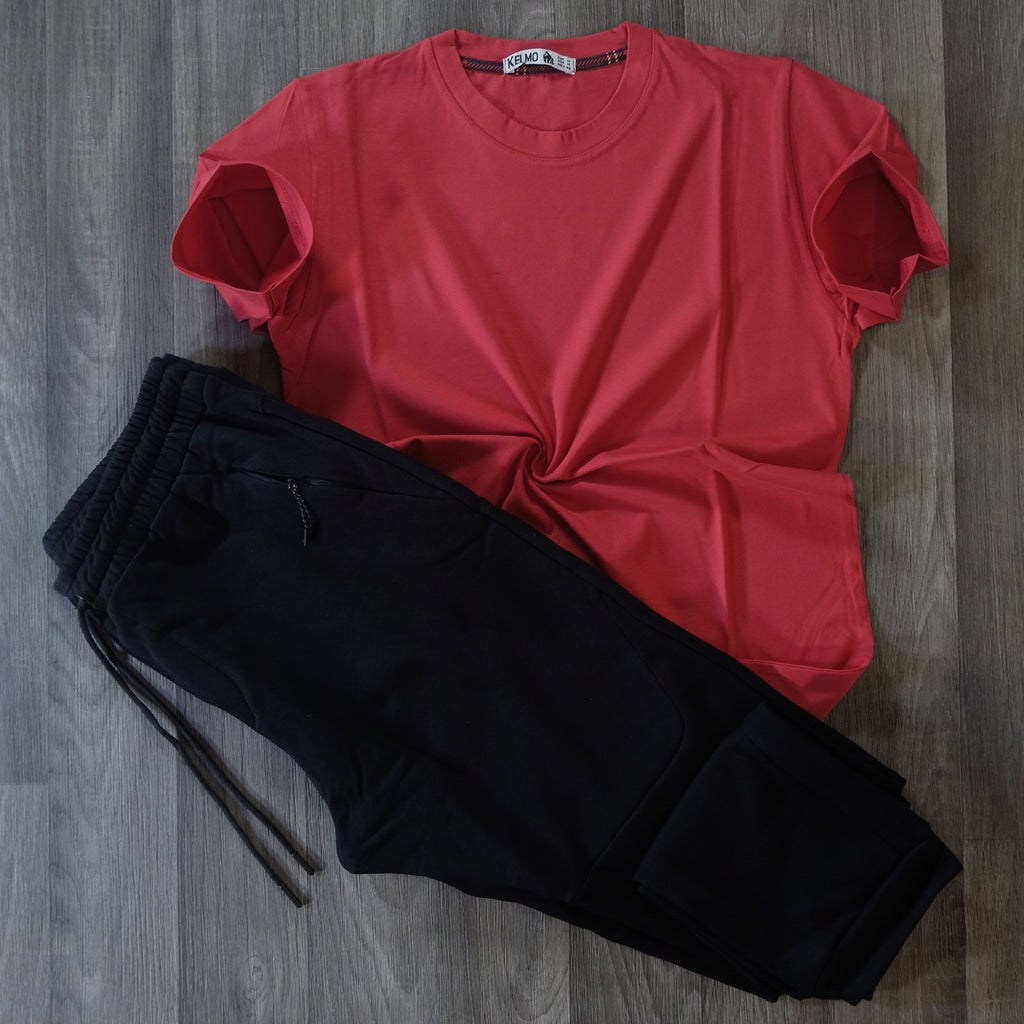 Ensemble T-shirt Rouge et Jogging Noir
