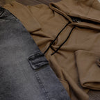 Ensemble Cargo Jeans Délavé Gris Straight + Capuche Cotton Kaki Clair
