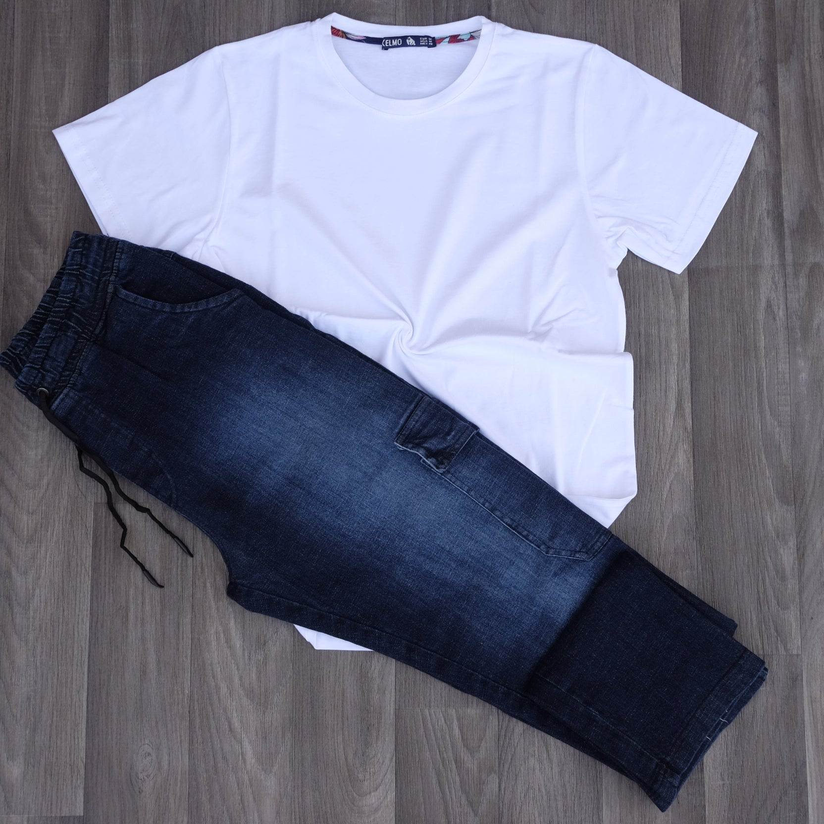 Ensemble T-shirt Blanc et Jean Délavé Straight