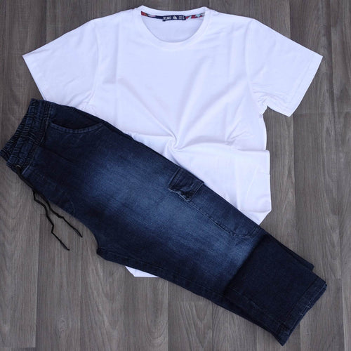Ensemble T-shirt Blanc et Jean Délavé Straight