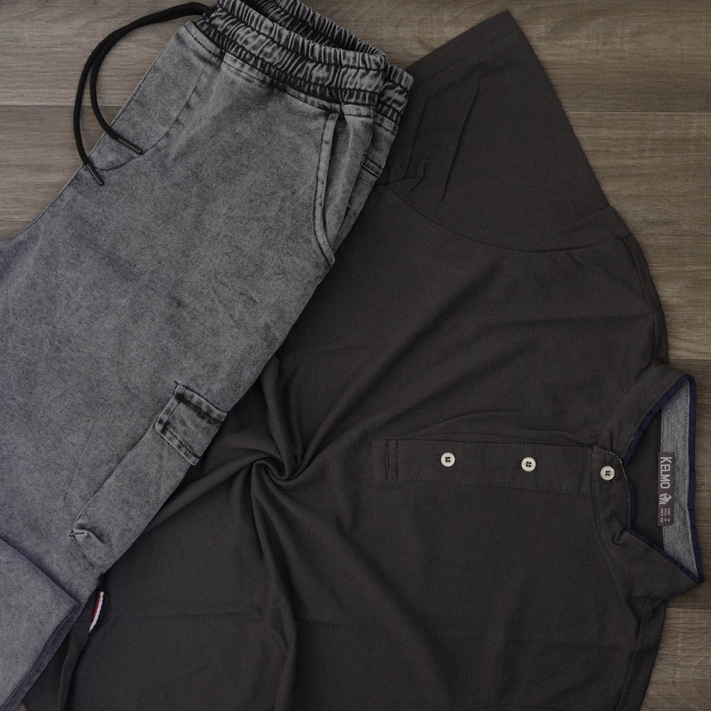 Ensemble Polo Gris Foncé et Jean Gris Délavé