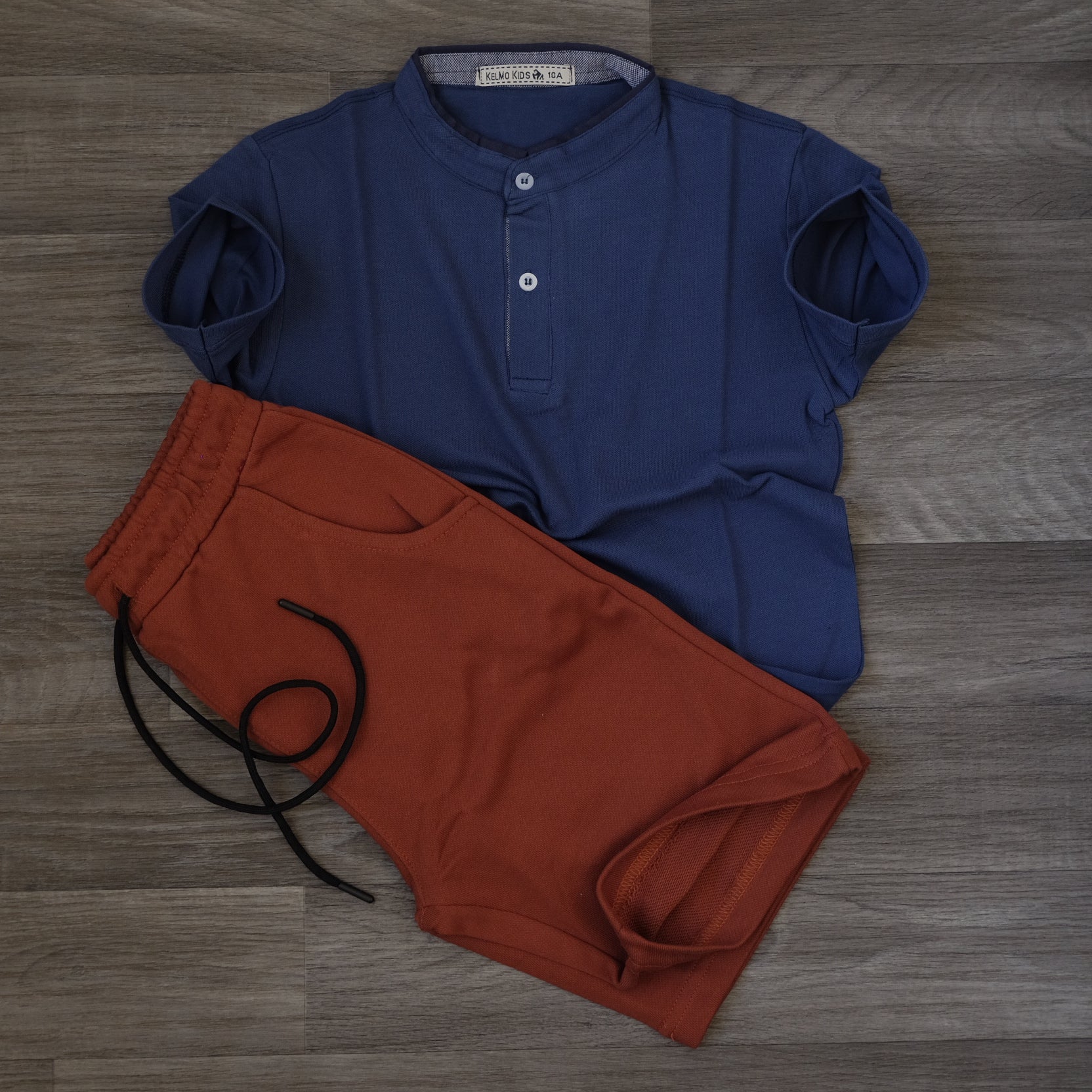Ensemble Enfant Polo Bleu Marine et Short Jogging Terracotta