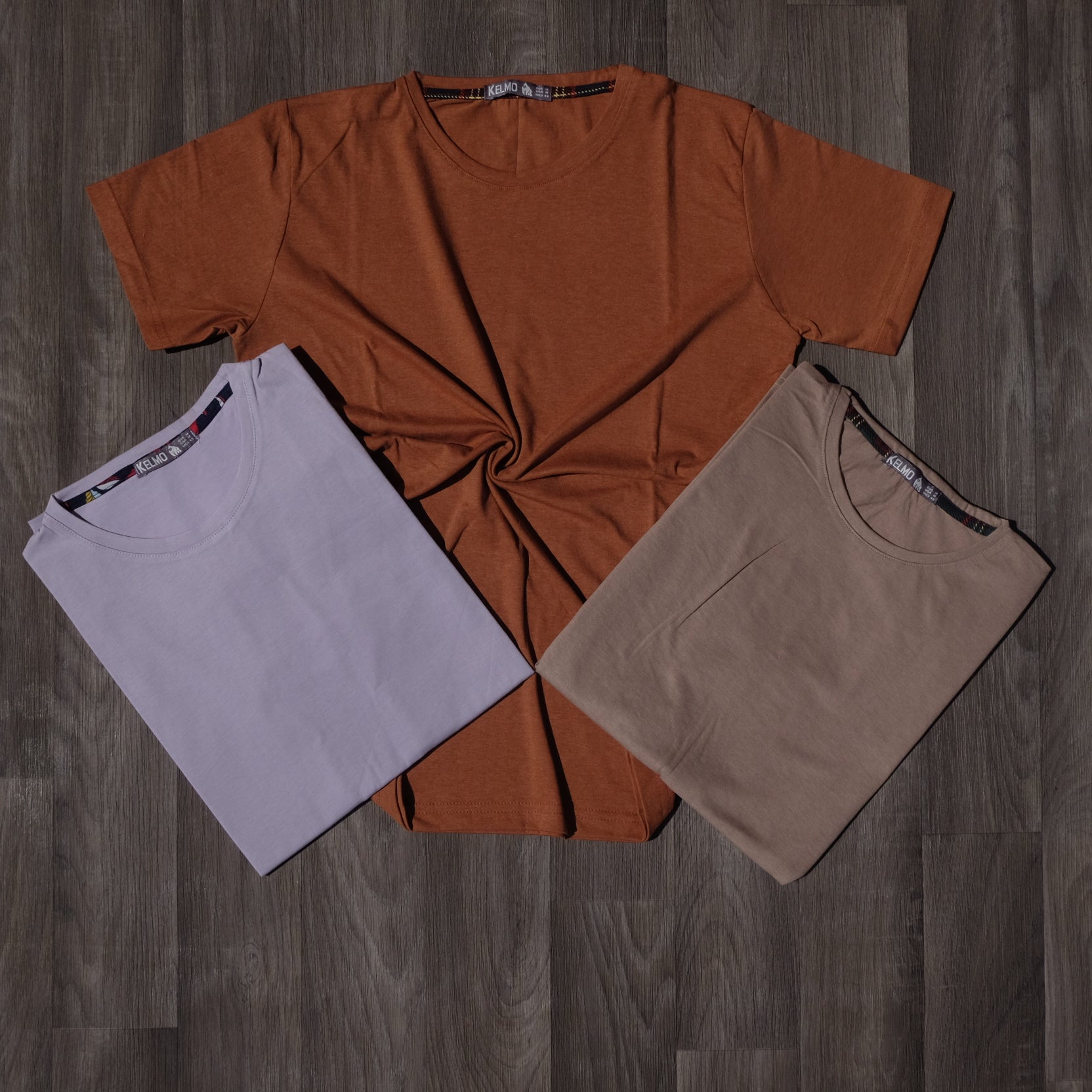 Pack 3 T-Shirts Mauve Clair, Orange Foncé et Marron Foncé