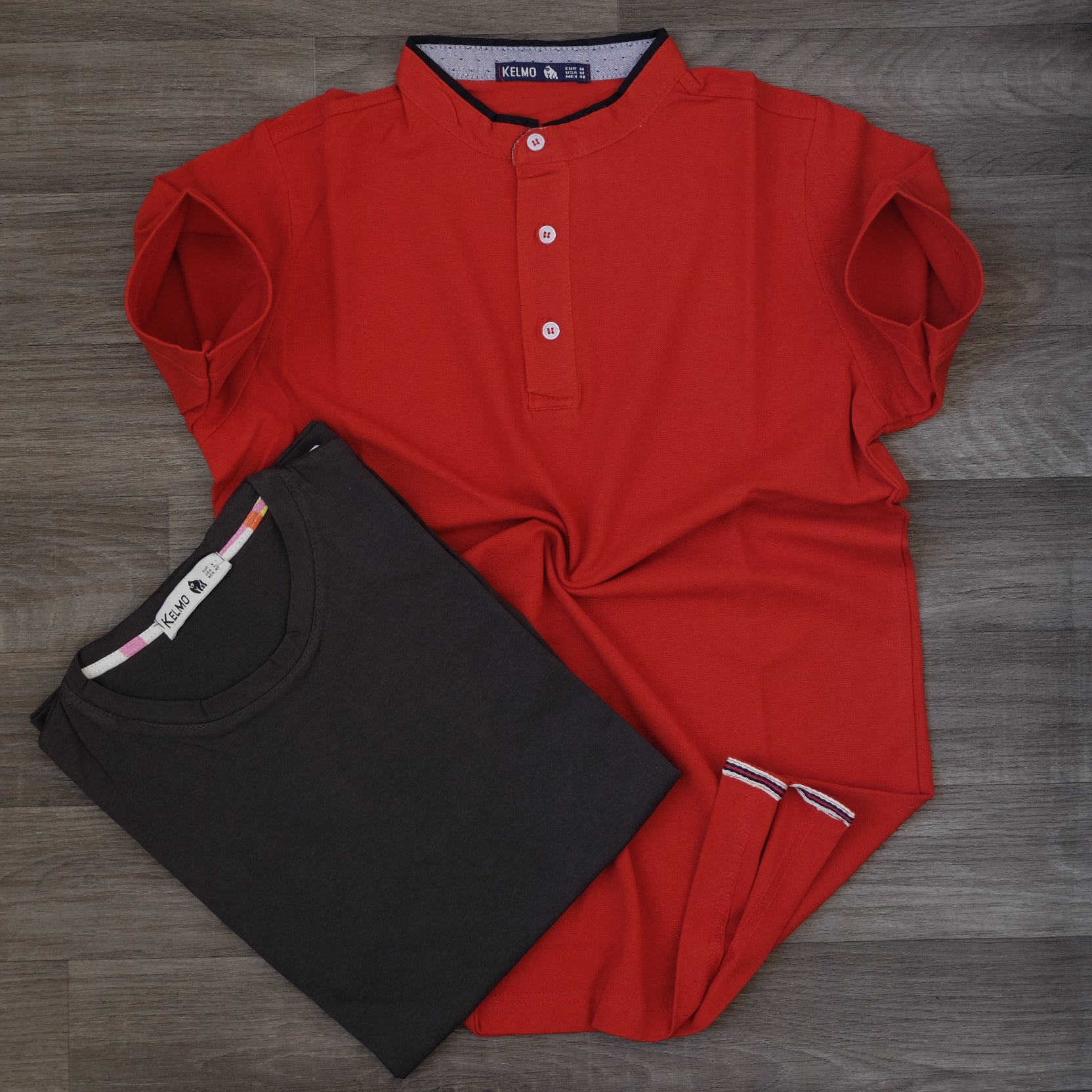 Pack Polo Rouge et T-shirt Gris Anthracite
