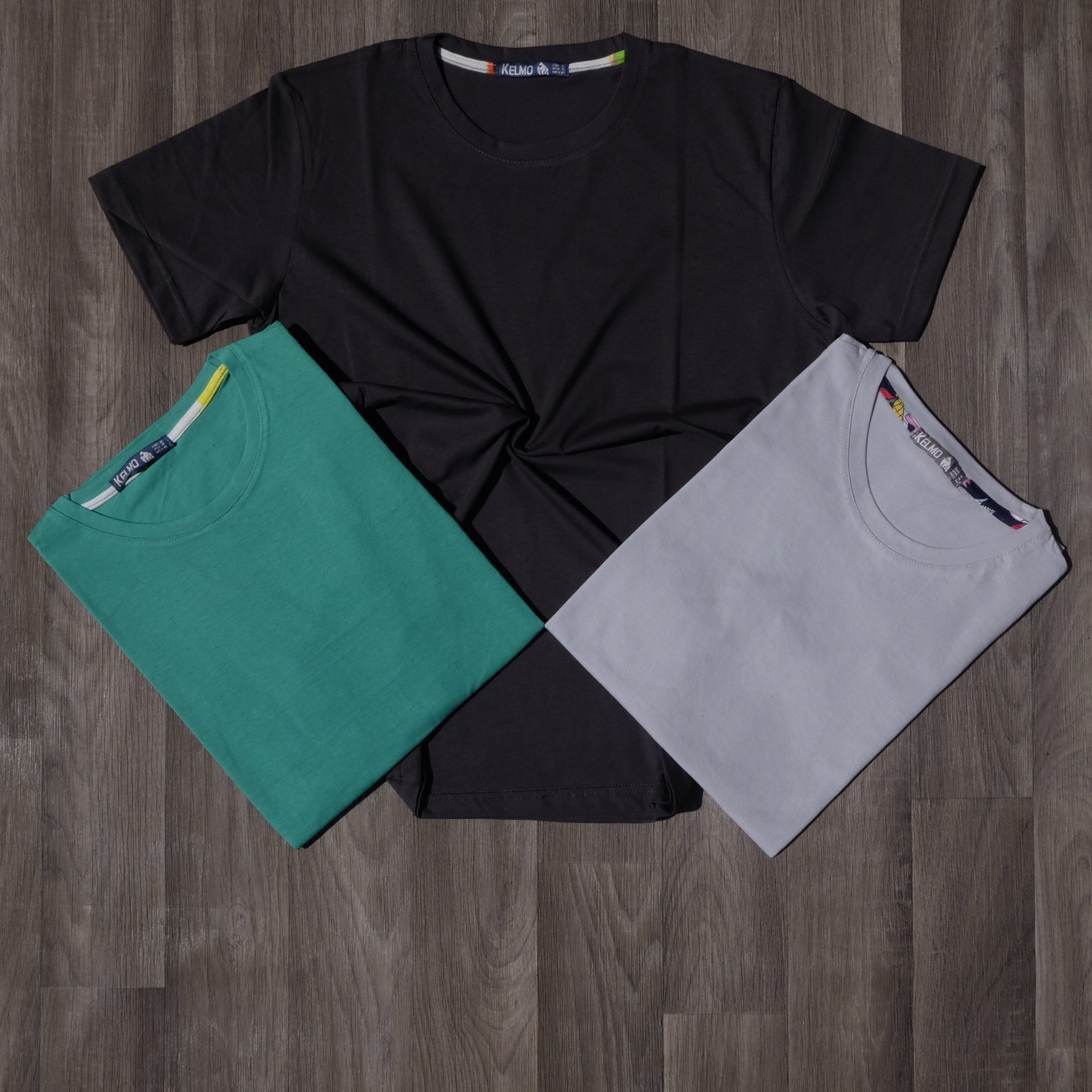 Pack 3 T-Shirts Gris Foncé, Gris Clair et Vert