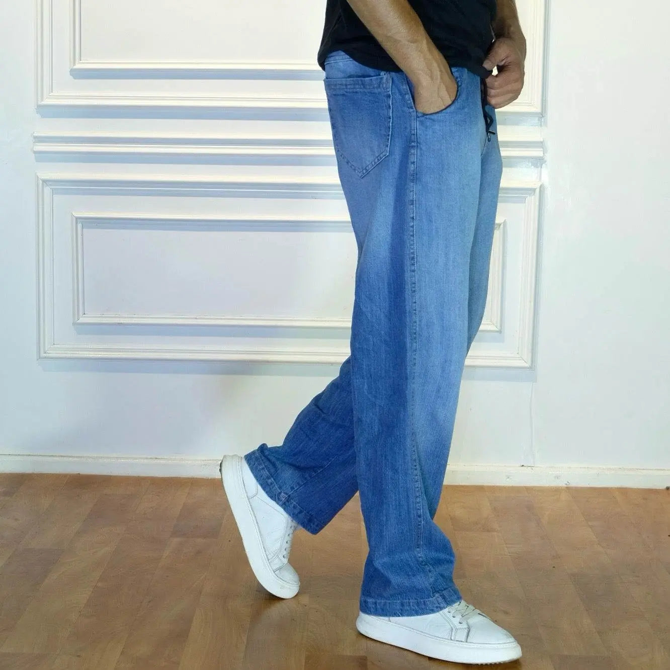 Pantalon Jean Baggy Délavé Bleu